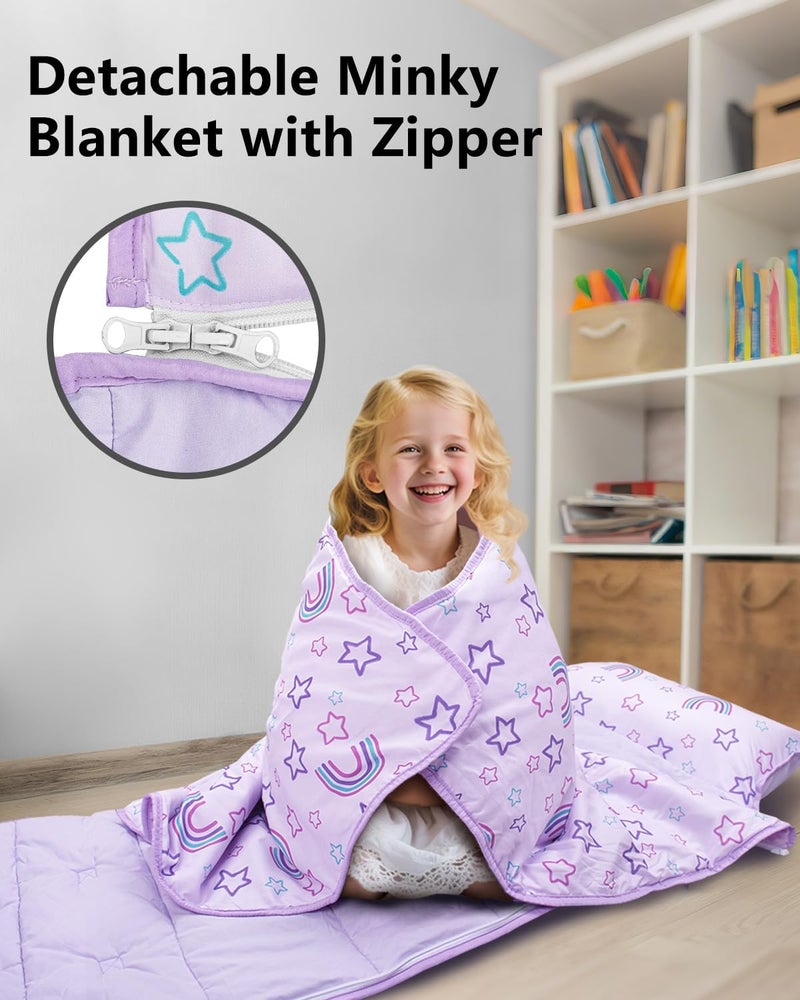 PRIMLECT Toddler Nap Mat with Detachable Blanket and Removable Pillow, Kids Sleeping Bag 55''x35'' for Daycare Preschool Kindergarten, Toddler Sleeping Mat for Boys and Girls - Image 2